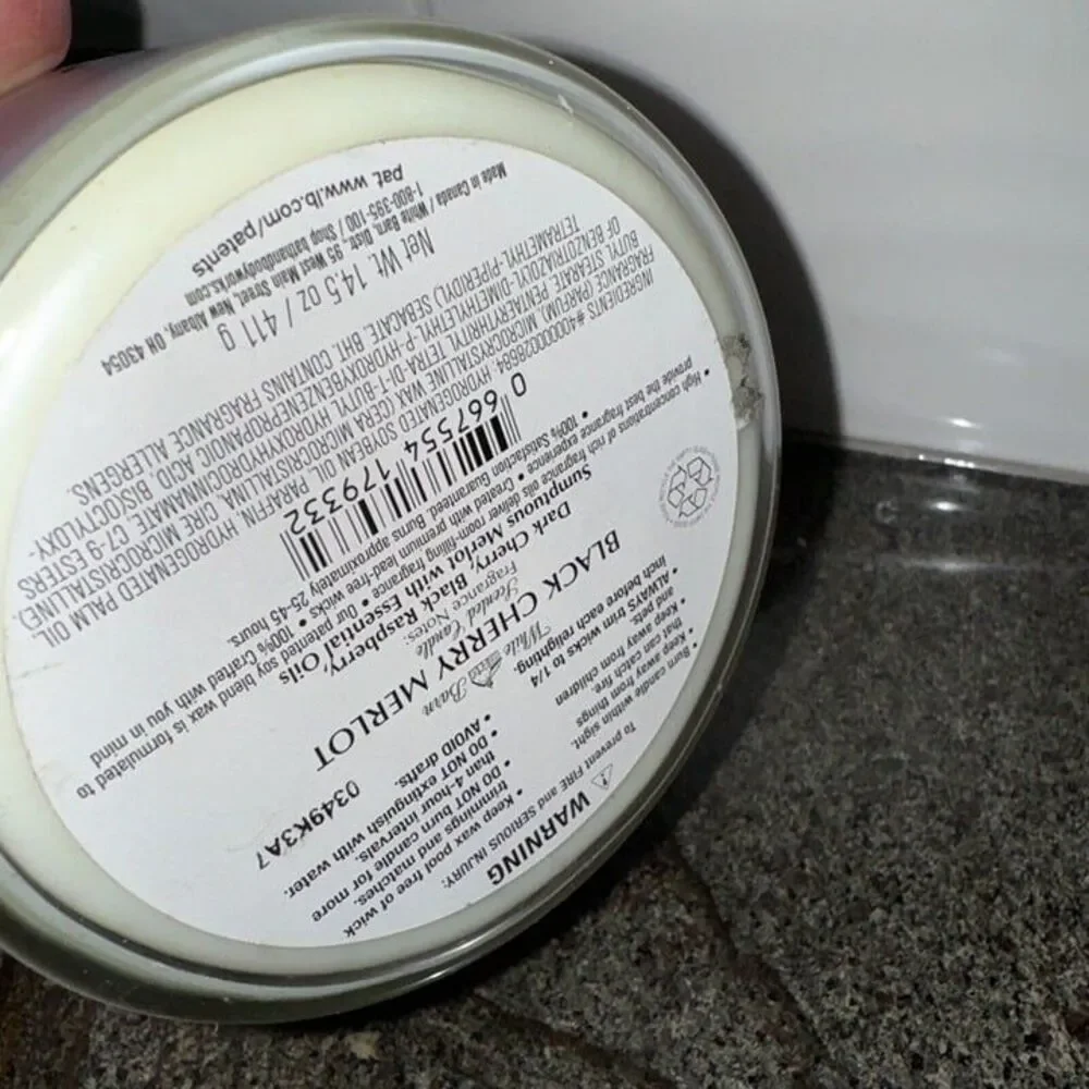 Bath And‎ Bodyworks Black Cherry Merlot White Barn 3 Wick Jar Candle
